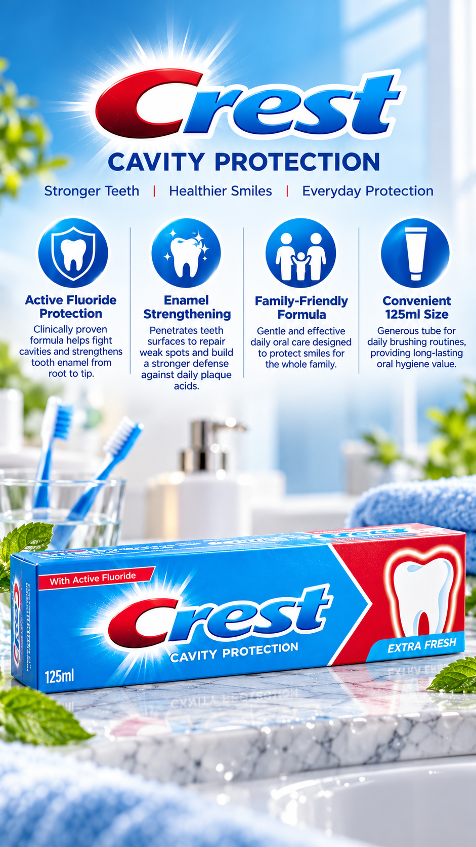 Crest Cavity Protection Toothpaste | Extra Fresh | 125ml