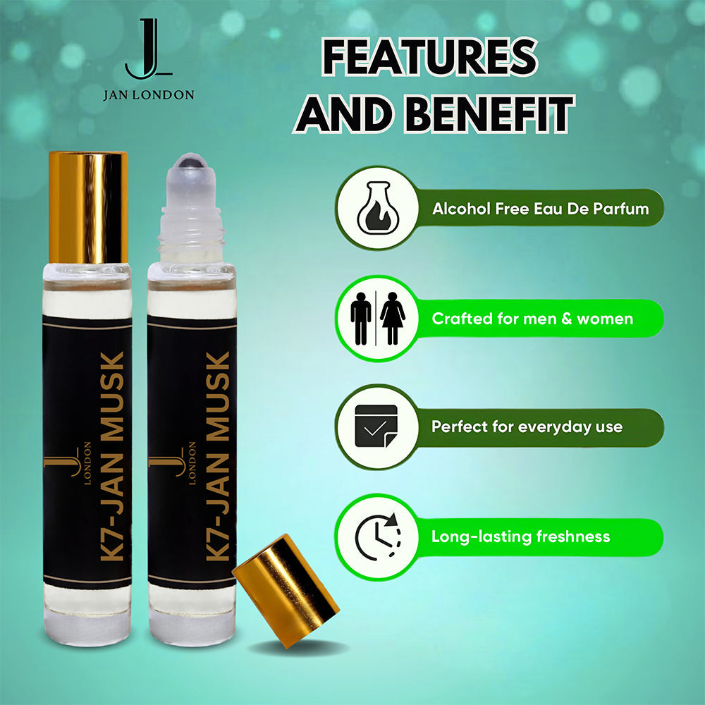 Jan London Jan Musk Non-Alcoholic Vegan Attar Roll-On Perfume Oil 10ml