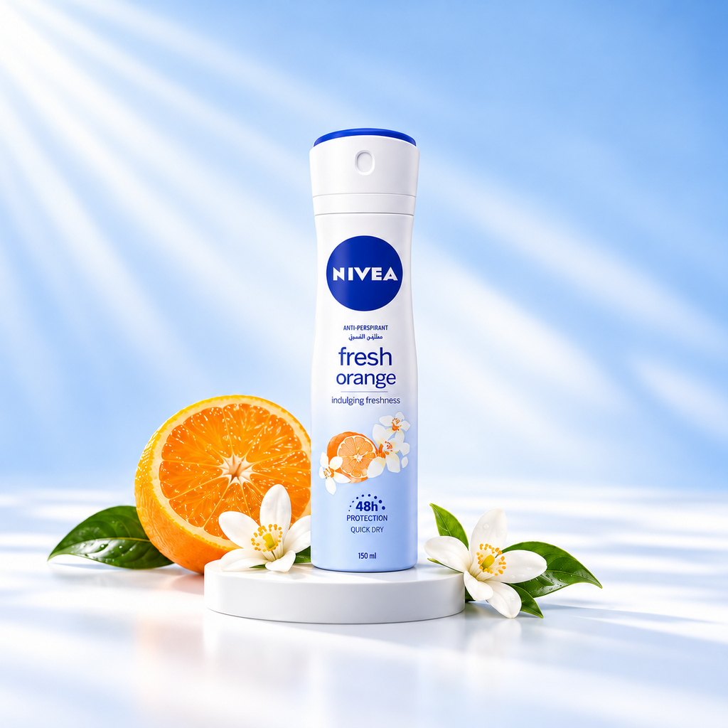 NIVEA Fresh Orange Antiperspirant Body Spray for Women – 48-Hour Protection, Quick-Dry Formula, 150ml x 3psc