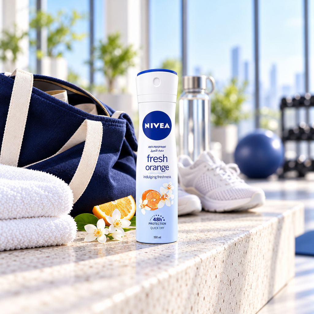 NIVEA Fresh Orange Antiperspirant Body Spray for Women – 48-Hour Protection, Quick-Dry Formula, 150ml x 3psc