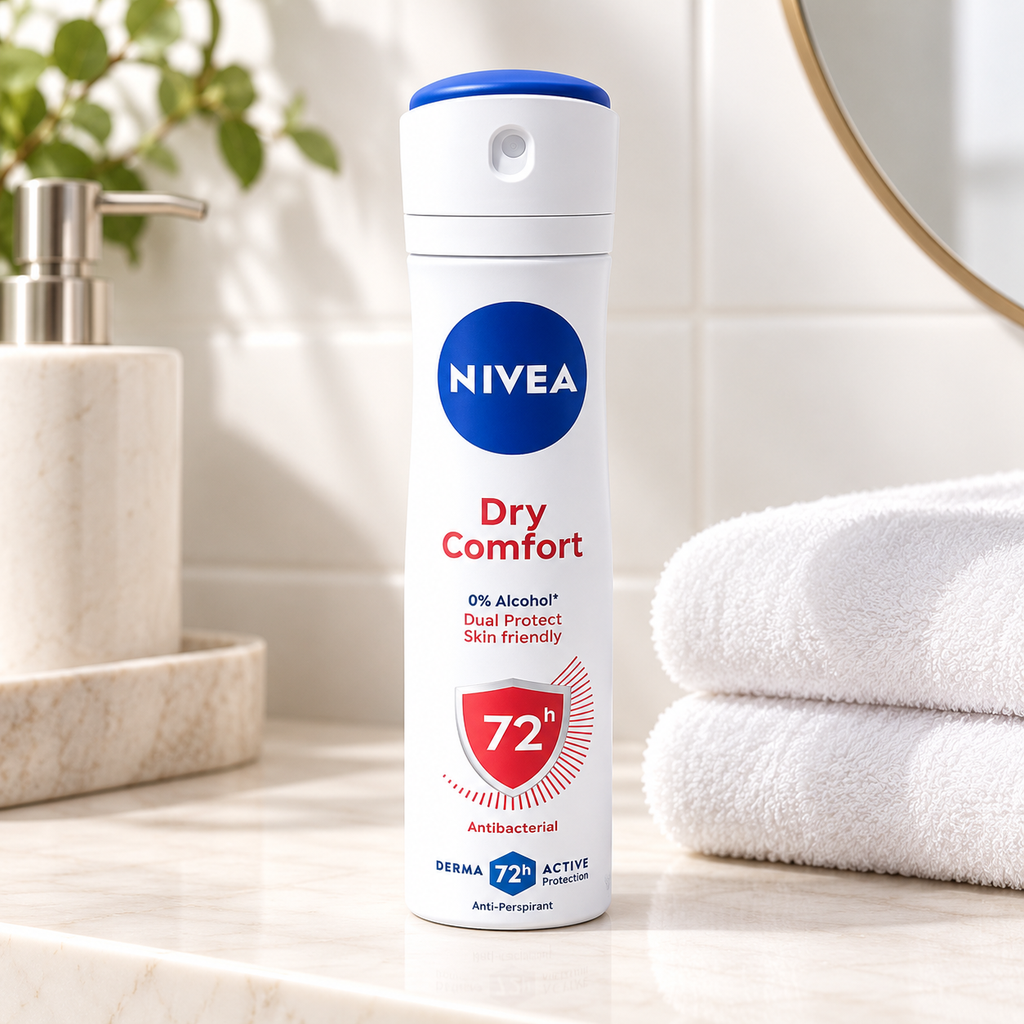 NIVEA Dry Comfort Antiperspirant Deodorant Spray, 72h Protection – 150ml (1x4 pcs)