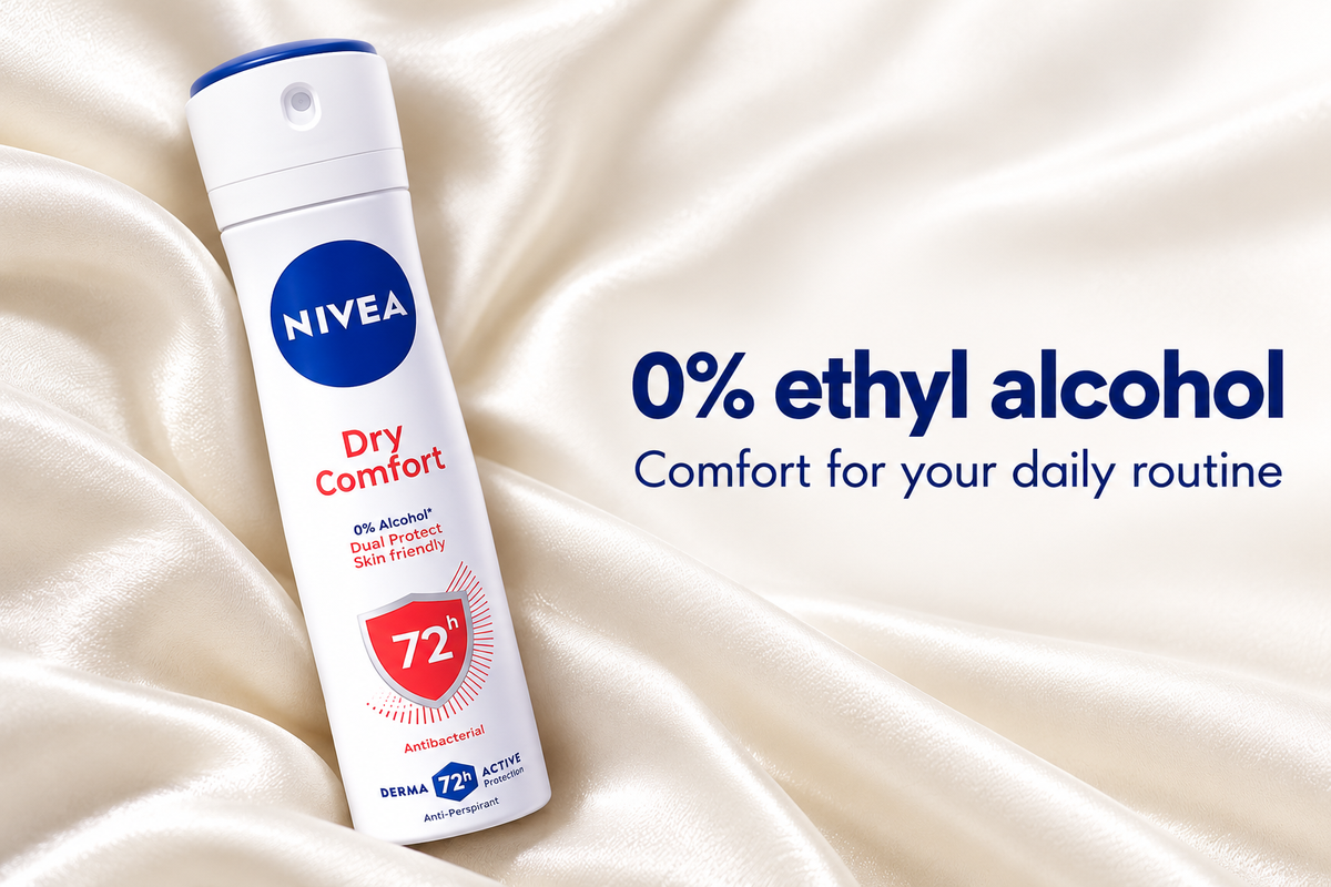 NIVEA Dry Comfort Antiperspirant Deodorant Spray, 72h Protection – 150ml (1x4 pcs)