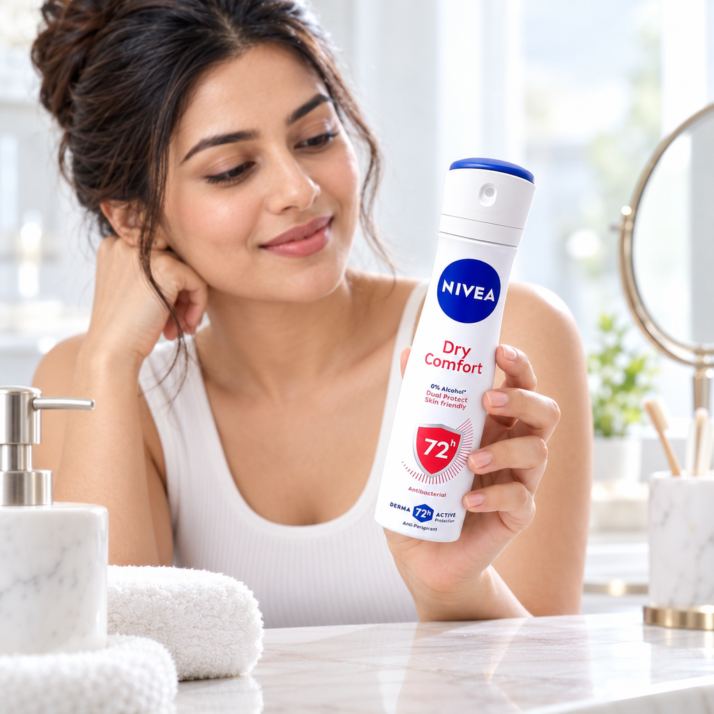 NIVEA Dry Comfort Antiperspirant Deodorant Spray, 72h Protection – 150ml (1x4 pcs)
