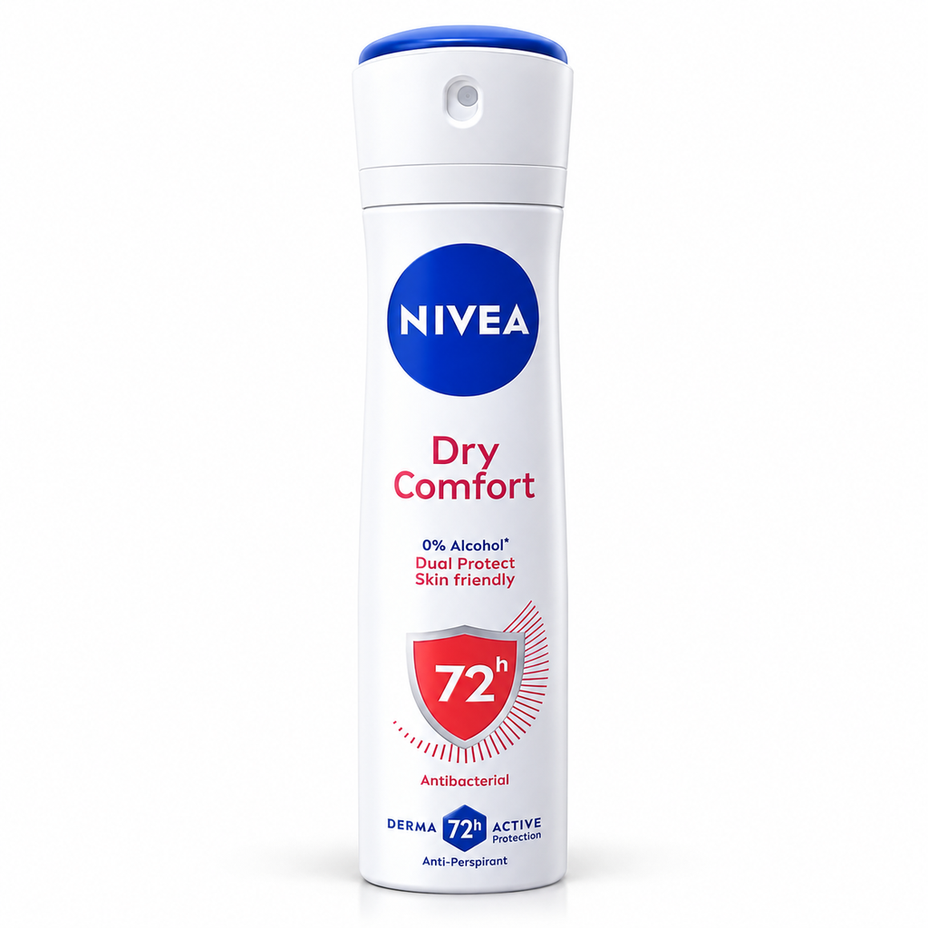NIVEA Dry Comfort Antiperspirant Deodorant Spray, 72h Protection – 150ml (1x4 pcs)