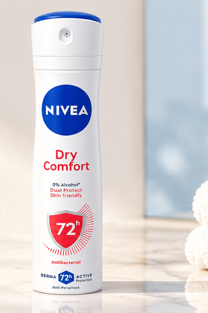 NIVEA Dry Comfort Antiperspirant Deodorant Spray, 72h Protection – 150ml (1x4 pcs)