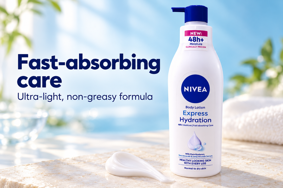 NIVEA Express Hydration Body Lotion – 48h+ Moisture, 400ml (1x3 pcs)