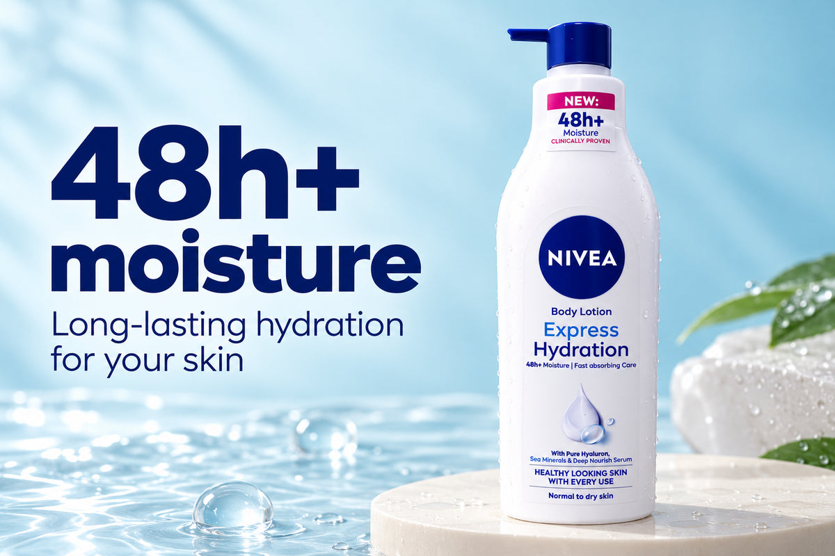 NIVEA Express Hydration Body Lotion – 48h+ Moisture, 400ml (1x3 pcs)