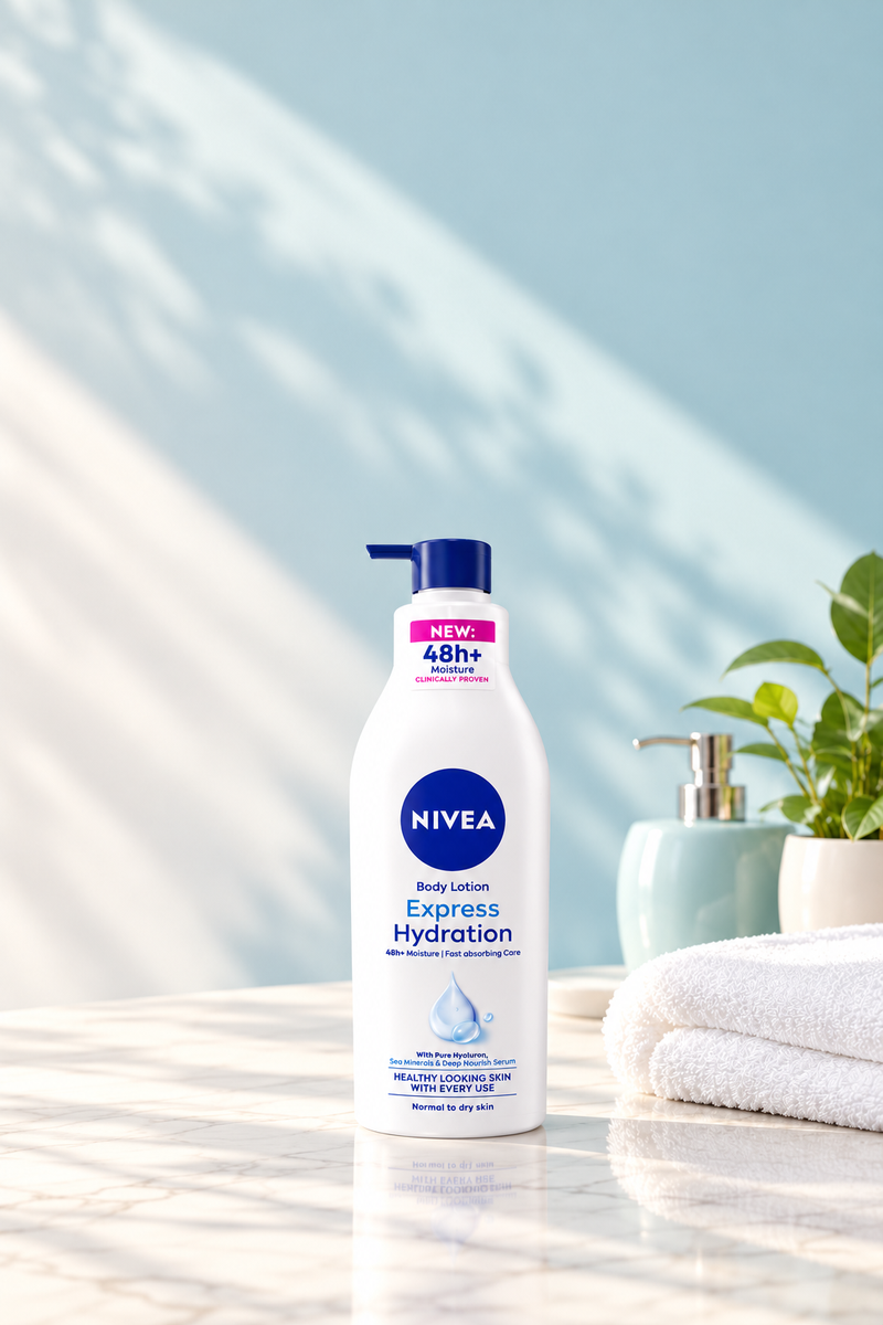 NIVEA Express Hydration Body Lotion – 48h+ Moisture, 400ml (1x3 pcs)