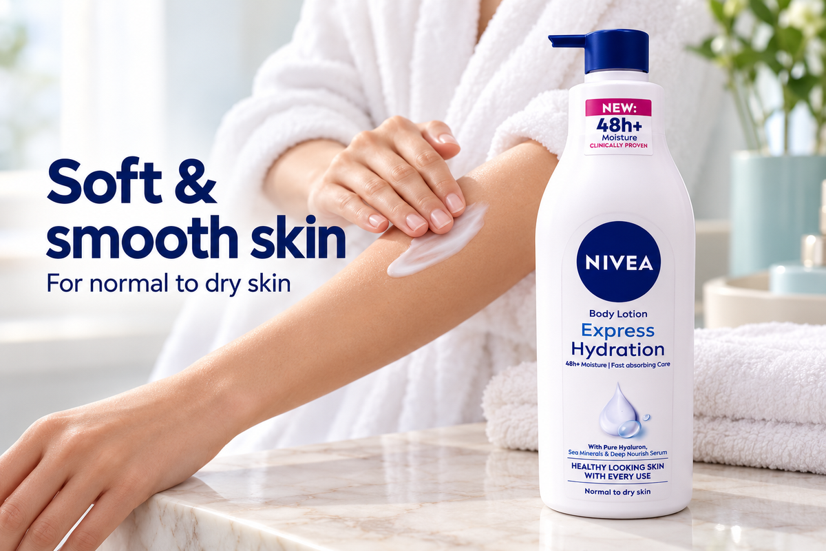 NIVEA Express Hydration Body Lotion – 48h+ Moisture, 400ml (1x3 pcs)