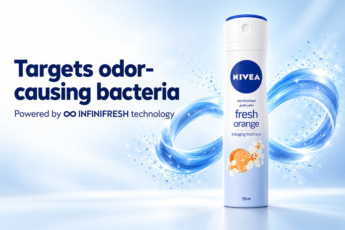 NIVEA Fresh Orange Antiperspirant Body Spray for Women – 48-Hour Protection, Quick-Dry Formula, 150ml x 3psc
