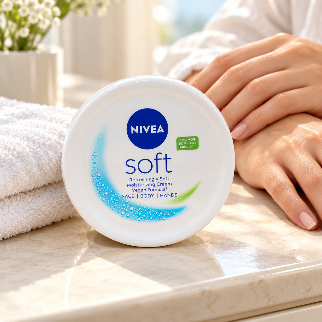 NIVEA Soft Moisturizing Cream for Face, Body & Hands – 300ml (1x3 pcs)