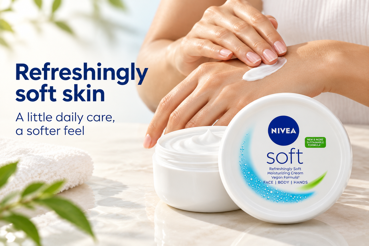 NIVEA Soft Moisturizing Cream for Face, Body & Hands – 300ml (1x3 pcs)