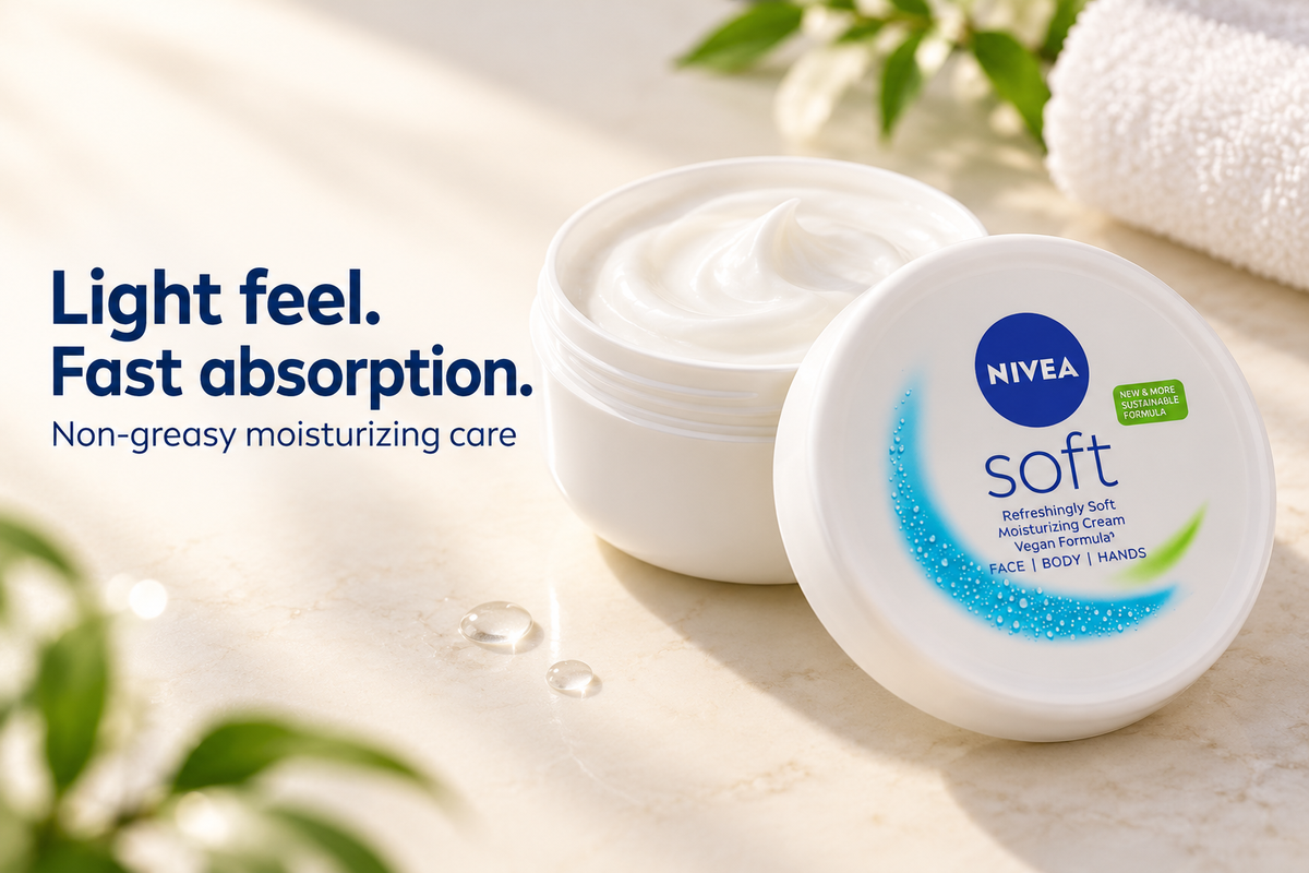 NIVEA Soft Moisturizing Cream for Face, Body & Hands – 300ml (1x3 pcs)