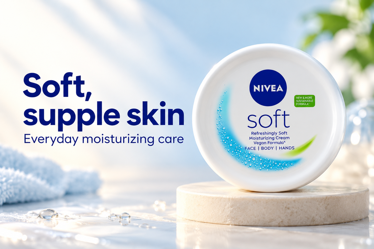NIVEA Soft Moisturizing Cream for Face, Body & Hands – 300ml (1x3 pcs)
