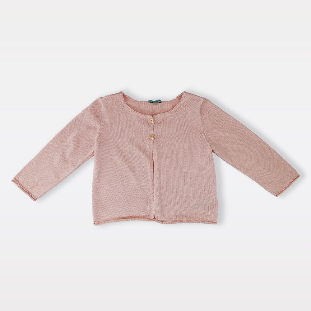 Nanos Baby Pink Knitted Button-Up Cardigan Jacket for Infants