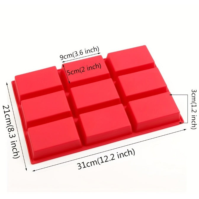 Square Silicone Baking Mold with 9 Cavities for Cakes and Soap - photo 4