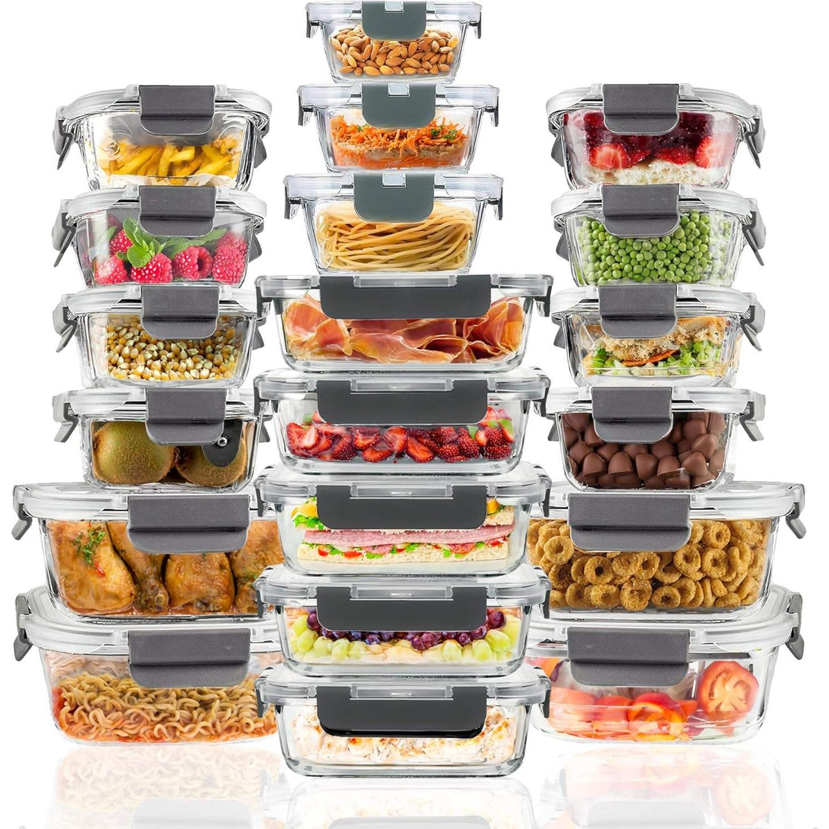 Glass Storage Containers 20 Piece Set Leak Proof Lids Dishwasher Safe - photo 2