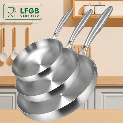 Triply Stainless Steel Frying Pan - Induction Cookware Wok Skillet - photo 1