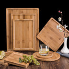Bamboo Rectangle Serving Tray Set - Wooden Food Tray for Parties - photo 1