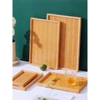 Bamboo Rectangle Serving Tray Set - Wooden Food Tray for Parties - photo 4