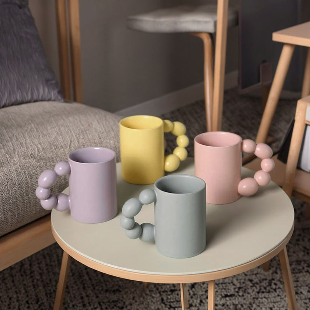 Kawaii Pink Ceramic Coffee Mug - Nordic Style Porcelain Cup Design - photo 1