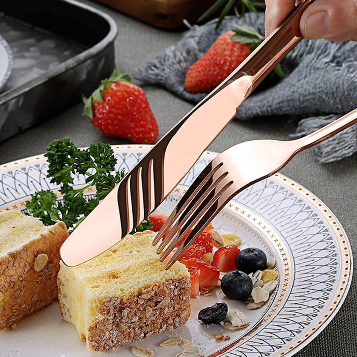 Cutlery Set Stainless Steel Knives Forks Spoons With Gift Wood Box - photo 3