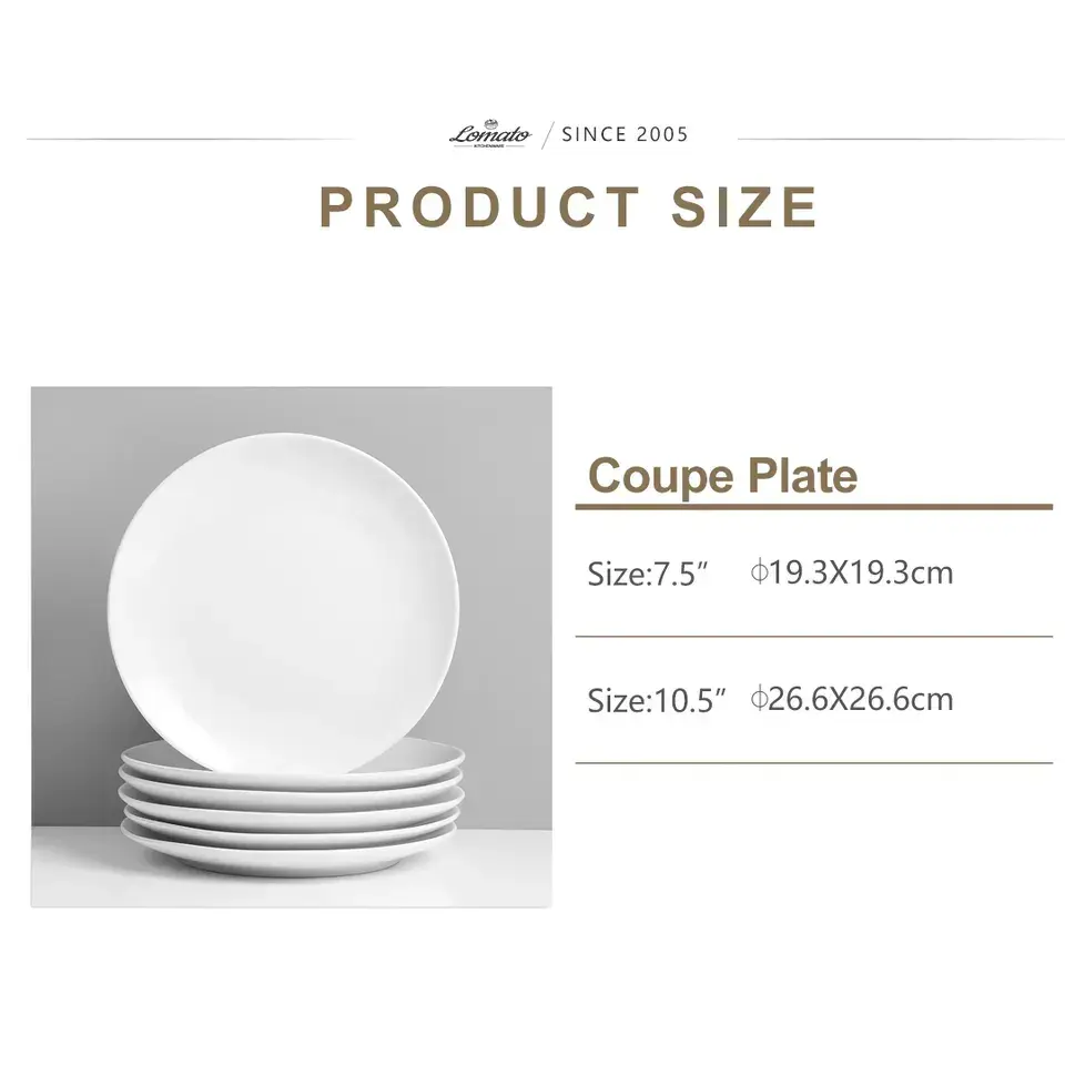 White Ceramic Dinner Plate - Classic Round Plate for Kitchen & Dining - photo 3