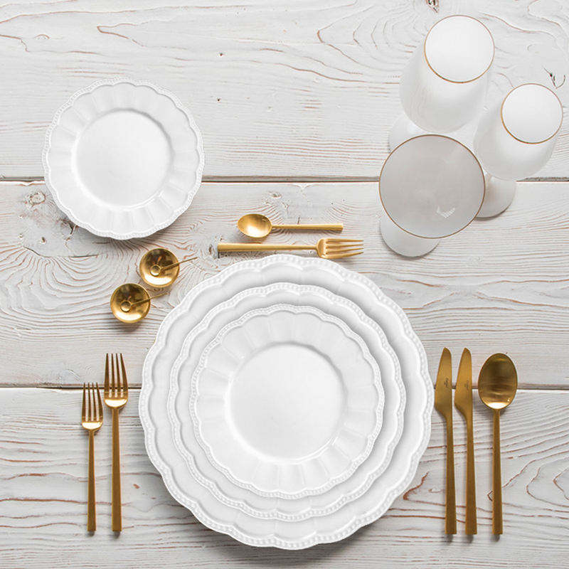 Dinner Plate White Ceramic Porcelain Table Setting for Weddings - photo 4