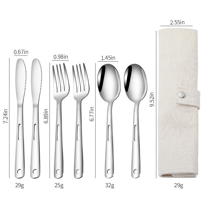 Flat Black Cutlery Set Stainless Steel Travel Camping Flatware - photo 3