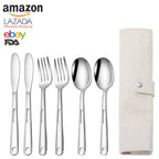Flat Black Cutlery Set Stainless Steel Travel Camping Flatware - photo 4