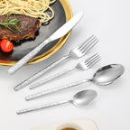 Hammered Cutlery Set Luxury Gold Vintage Flatware for Dining - photo 4