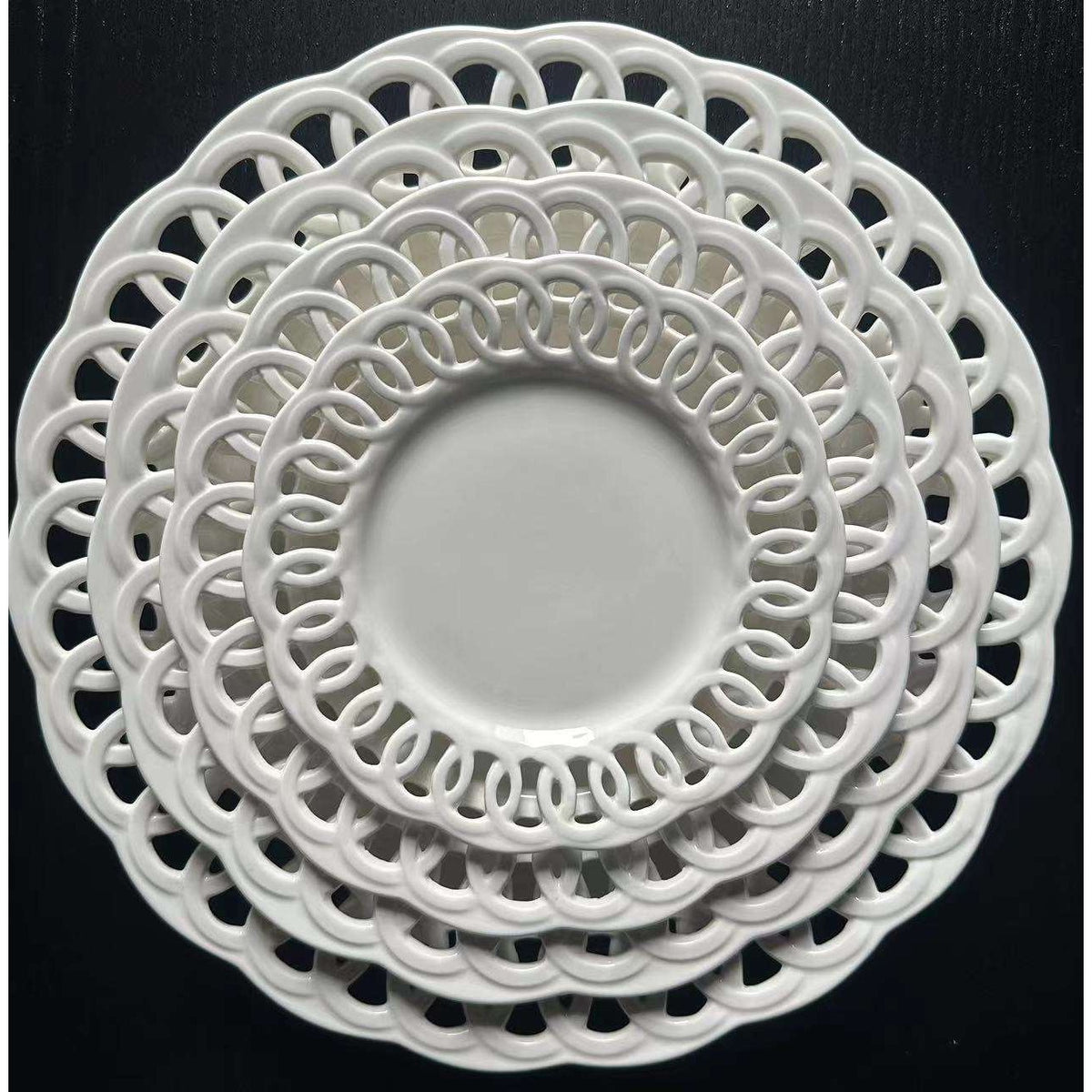 White Hollow Charger Plates - Wedding Decorative Dinnerware Set - photo 2