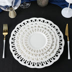 White Hollow Charger Plates - Wedding Decorative Dinnerware Set - photo 3