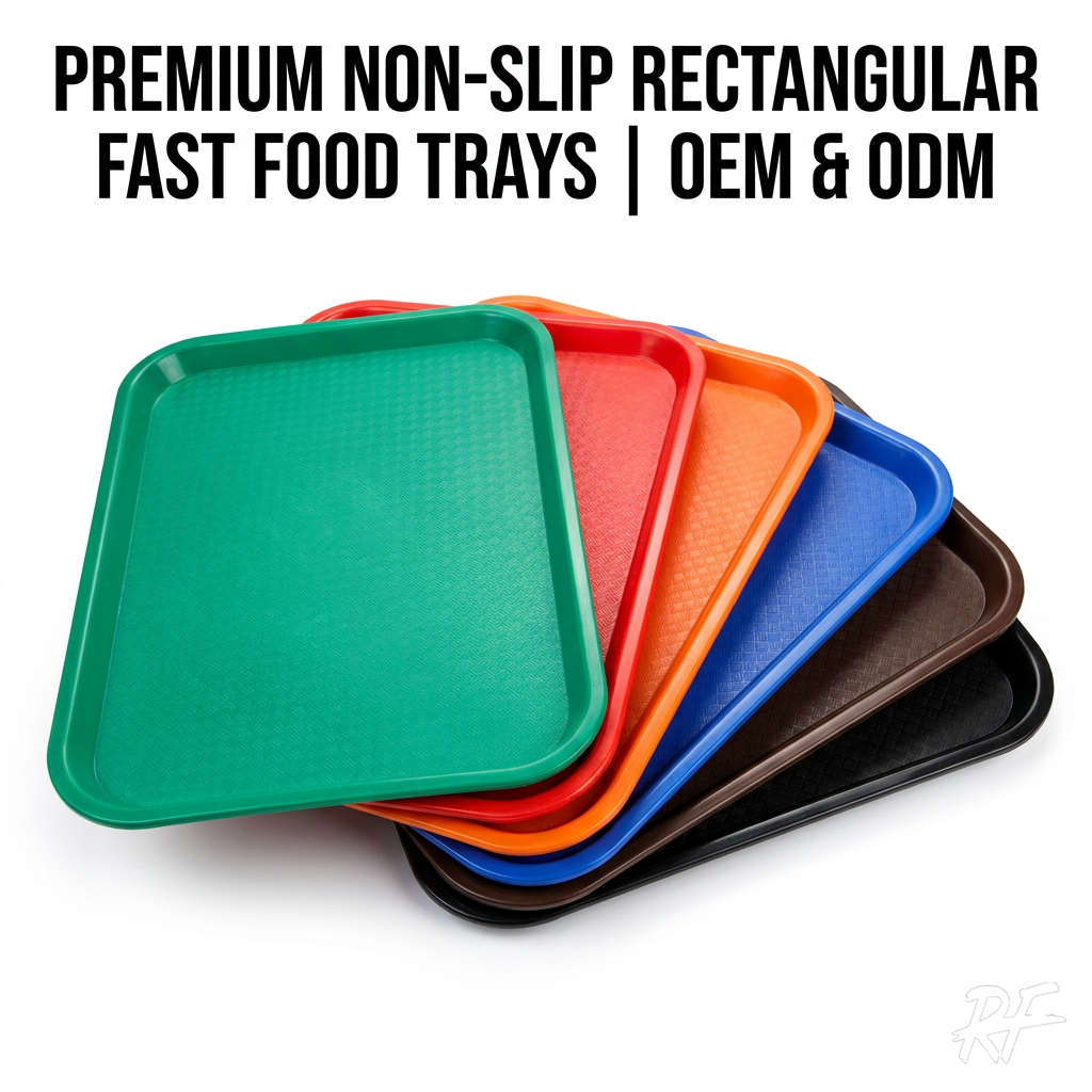 Non Slip Rectangular Serving Tray - Cafeteria Fast Food Tray - photo 1