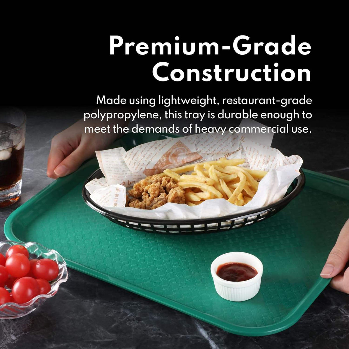 Non Slip Rectangular Serving Tray - Cafeteria Fast Food Tray - photo 4