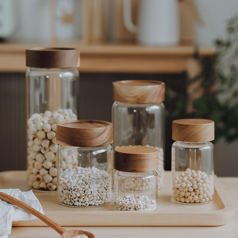 Mason Spice Jar Glass Storage Container with Airtight Wooden Lid - photo 2