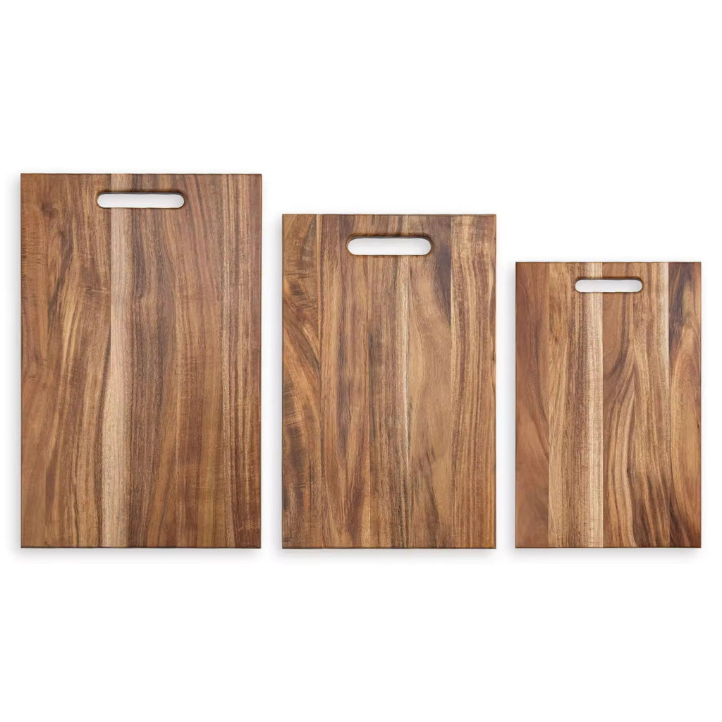 Acacia Wood Chopping Boards Set of 3 with Built-in Handles for Kitchen - photo 1