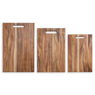 Acacia Wood Chopping Boards Set of 3 with Built-in Handles for Kitchen - photo 1