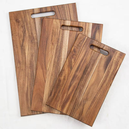 Acacia Wood Chopping Boards Set of 3 with Built-in Handles for Kitchen - photo 2