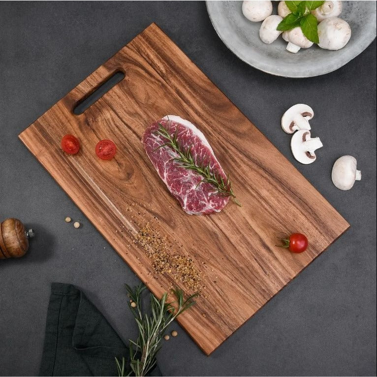 Acacia Wood Chopping Boards Set of 3 with Built-in Handles for Kitchen - photo 3