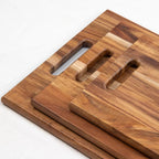 Acacia Wood Chopping Boards Set of 3 with Built-in Handles for Kitchen - photo 4