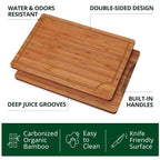 Bamboo Cutting Boards Set of 3 with Juice Groove and Handles - photo 1