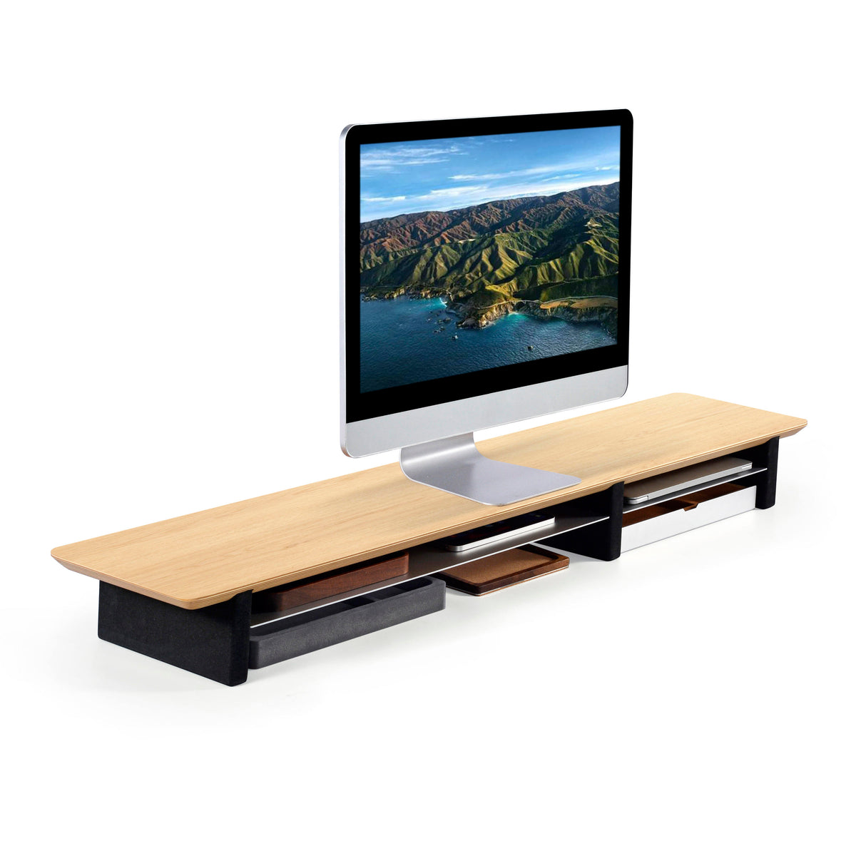 Dual Wooden Laptop Stand - Monitor Riser for Desk & Home Office - photo 1