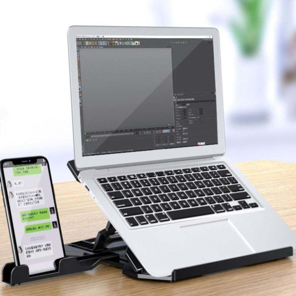Laptop Stand with Phone Holder Foldable 360° Rotating Cooling Riser - photo 1