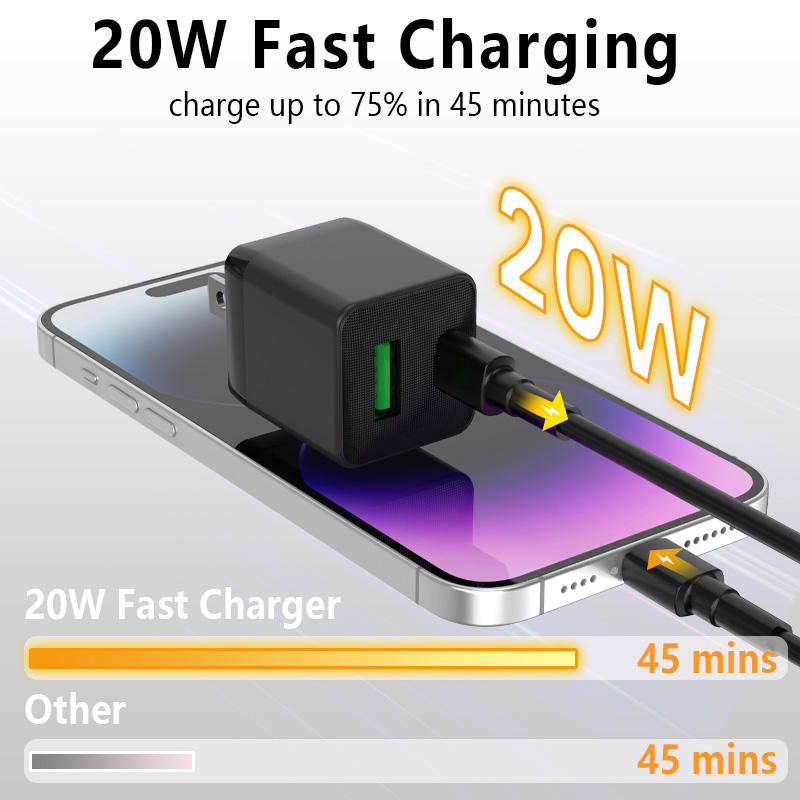 Wall Charger 20W Fast Dual Port USB-A + Type C with 1m Cable Set - photo 2