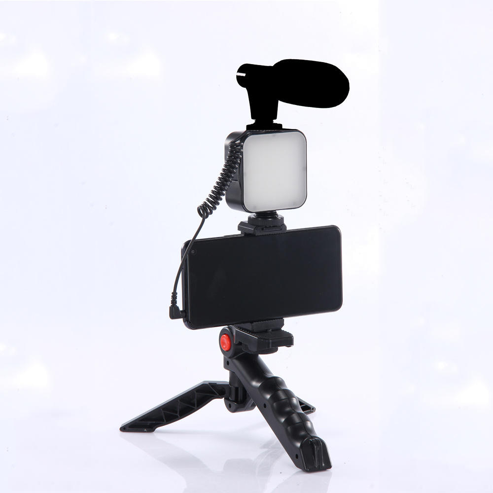 Selfie Ring Light with Tripod Stand, Phone Holder and Mic for Desk - photo 1