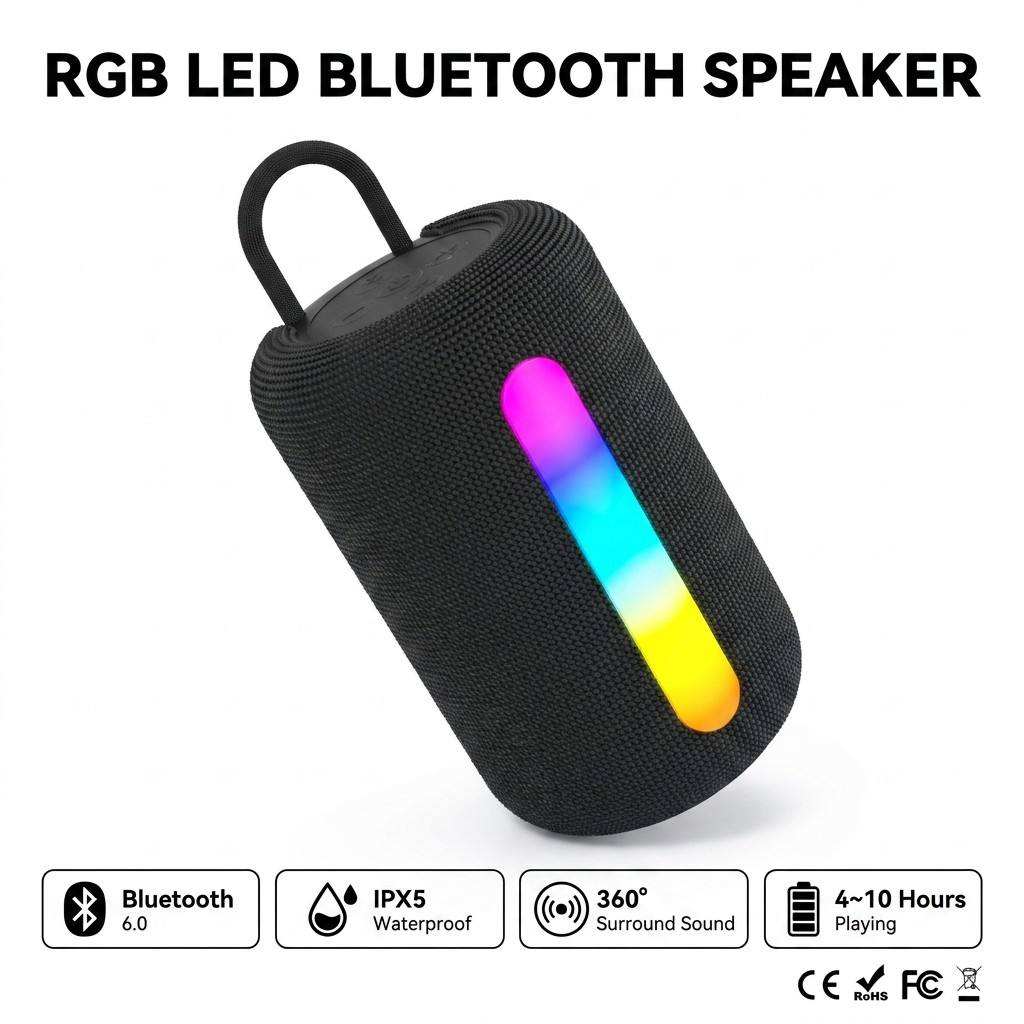 Bluetooth Speaker with RGB LED Lights Portable Waterproof Mini - photo 2