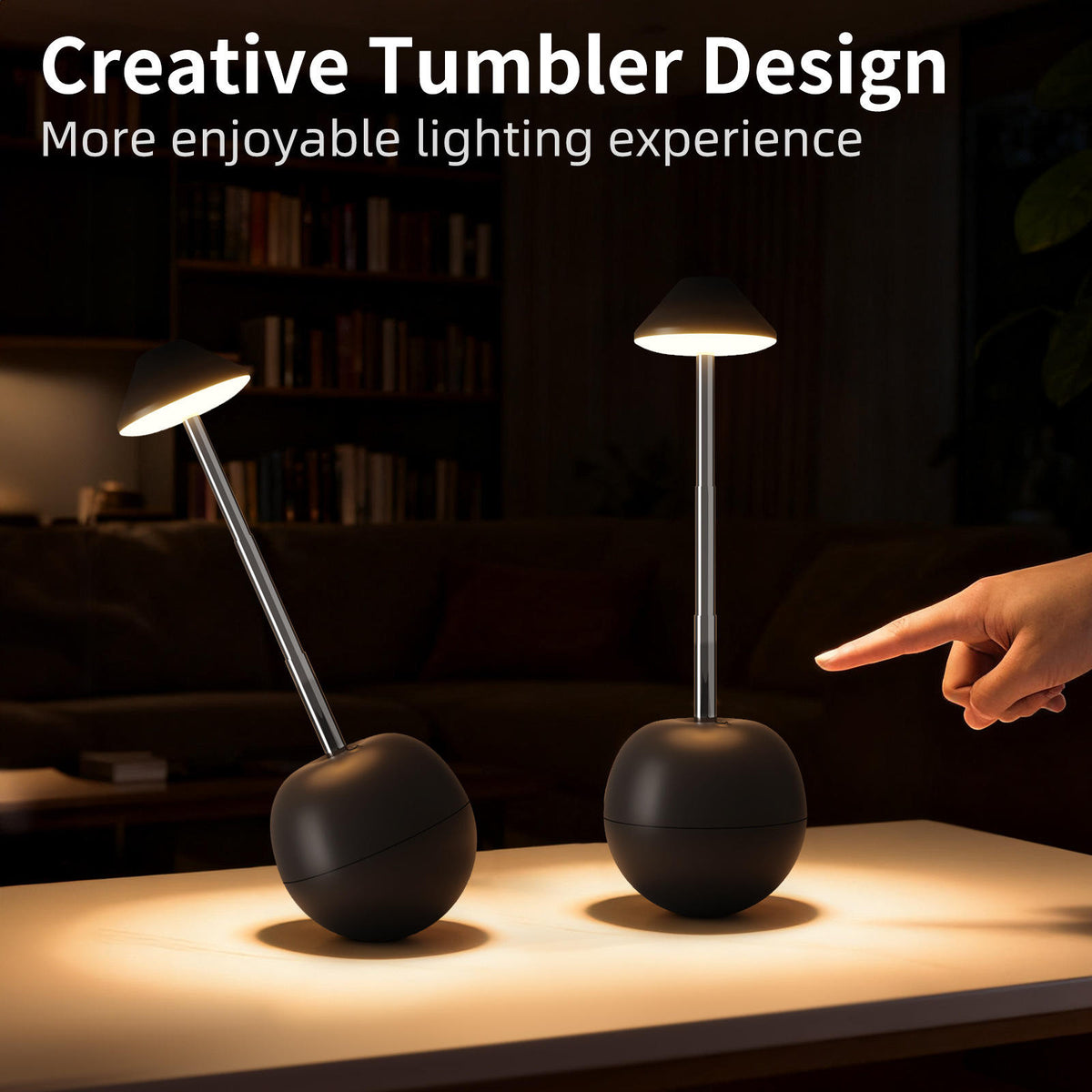 RGB Desk Lamp Rechargeable Tumbler Night Light with Remote Control - photo 3