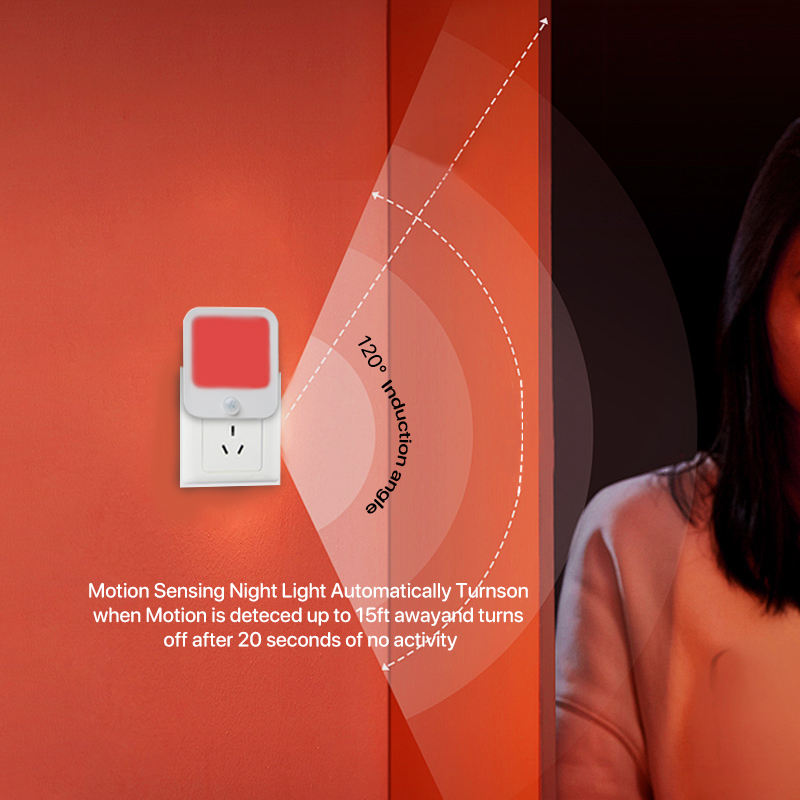 Plug-In Motion Sensor Night Light Red LED for Bedroom Hallway - photo 4