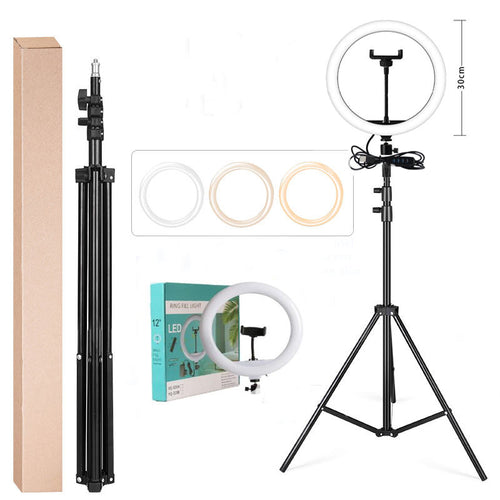 12 Inch Dimmable Ring Light with Tripod and Phone Clip for Selfies - photo 2